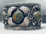 One Of The Best Vintage Native American Navajo Spiderweb Turquoise Sterling Silver Leaf Bracelet