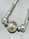 Rare Longer 30 Inch Vintage Native American Navajo Sterling Silver Tubule Necklace-Nativo Arts