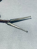 Extremely Detailed Vintage Native American Navajo Turquois Ehorse Sterling Silver Bolo Tie-Nativo Arts