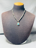 Classic Vintage Native American Navajo Blue Gem Turquoise Sterling Silver Teardrop Necklace-Nativo Arts