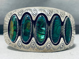 The Most Unique Abalone Shell Vintage Native American Navajo Sterling Silver Bracelet-Nativo Arts