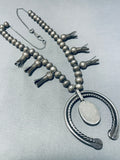 Dropdead Fab Early 1900's Vintage Native American Navajo Sterling Silver Squash Blossom Necklace-Nativo Arts