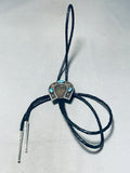 Astonishing Vintage Native American Navajo Morenci Turquoise Sterling Silver Bolo-Nativo Arts