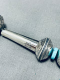 Gasp! 189 Gram Native American Navajo Turquoise Sterling Coin Silver Signed Necklace-Nativo Arts