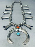 Important Long Cone Vintage Native American Navajo Sterling Silver Squash Blossom Necklace-Nativo Arts