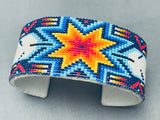 Intricate Hand Beaded Star Bead Vintage Navajo Bracelet Cuff-Nativo Arts