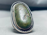 Massive Vintage Native American Navajo Green Turquoise Sterling Silver Ring-Nativo Arts