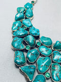One Of Most Incredible Ever Vintage Native American Navajo Turquoise Sterling Silver Necklace-Nativo Arts