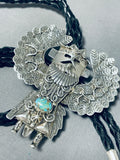 Eye-catching Native American Navajo Royston Turquoise Sterling Silver Kachina Bolo Signed-Nativo Arts