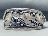Highly Detailed Leaves Vintage Native American Navajo Sterling Silver Bracelet-Nativo Arts
