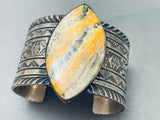 Massive Yellow Jasper Vintage Native American Navajo Sterling Silver Bracelet-Nativo Arts