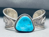 Brilliant Vintage Native American Navajo Morenci Turquoise Sterling Silver Butterfly Cuff-Nativo Arts
