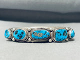 Majestic Vintage Native American Navajo Morenci Turquoise Sterling Silver Bracelet-Nativo Arts