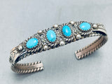 Marvelous Vintage Native American Navajo Sleeping Beauty Turquoise Sterling Silver Bracelet-Nativo Arts