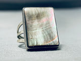 Mesmerizing Vintage Native American Navajo Abalone Square Sterling Silver Ring-Nativo Arts
