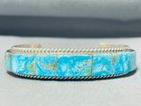 Native American Stunning Inlay Navajo Turquoise Sterling Silver Bracelet-Nativo Arts
