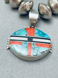 One Of The Best Ever Vintage Native American Navajo Turquoise Inlay Sterling Silver Necklace-Nativo Arts
