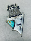 Intricate Native American Navajo Royston Turquoise Sterling Silver Kachina Pin/pendant-Nativo Arts
