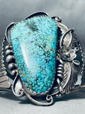 Important Ihss Stamp Vintage Spiderweb Turquoise Native American Navajo Sterling Silver Bracelet-Nativo Arts