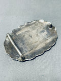 One Of The Most Unique Vintage Native American Navajo Turquoise Inlay Sterling Silver Buckle-Nativo Arts