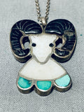 Important Artist Joe Zunie Vintage Turquoise Sterling Silver Necklace-Nativo Arts