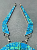 Huge Vintage Native American Navajo Bear Opal Sterling Silver Necklace-Nativo Arts