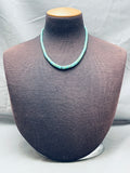 Early 1900;s Vintage Native American Navajo Graduating Turquoise Heishi Sterling Silver Necklace-Nativo Arts