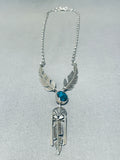 Fabulous Native American Navajo Bisbee Turquoise Sterling Silver Necklace-Nativo Arts