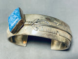 One Of The Most Unique Vintage Native American Navajo Lapis Feather Sterling Silver Bracelet-Nativo Arts