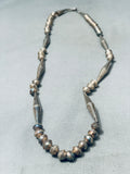 Striking Vintage Native American Navajo Handmade Sterling Silver Necklace