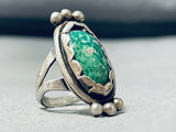 Fabulous Vintage Native American Navajo Cerrillos Turquoise Sterling Silver Ring-Nativo Arts