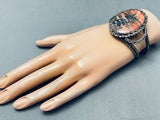 Huge Vintage Native American Navajo Petrified Wood Sterling Silver Bracelet-Nativo Arts