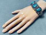 Rare Domed Spiderweb Turquoise Vintage Native American Navajo Sterling Silver Bracelet-Nativo Arts