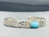 Impressive Vintage Native American Navajo Blue Gem Turquoise Sterling Silver Bracelet-Nativo Arts