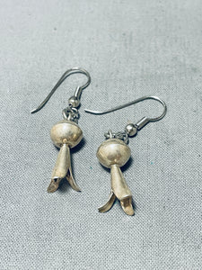 Hand Forged Sterling Silver Vintage Native American Navajo Squash Blossom Earrings-Nativo Arts