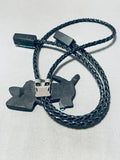 Native American Grasshopper Signed Santo Domingo Inlay Turquoise Silver Bolo-Nativo Arts