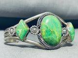 One Of The Most Beautiful Vintage Native American Navajo Gaspeite Sterling Silver Bracelet-Nativo Arts