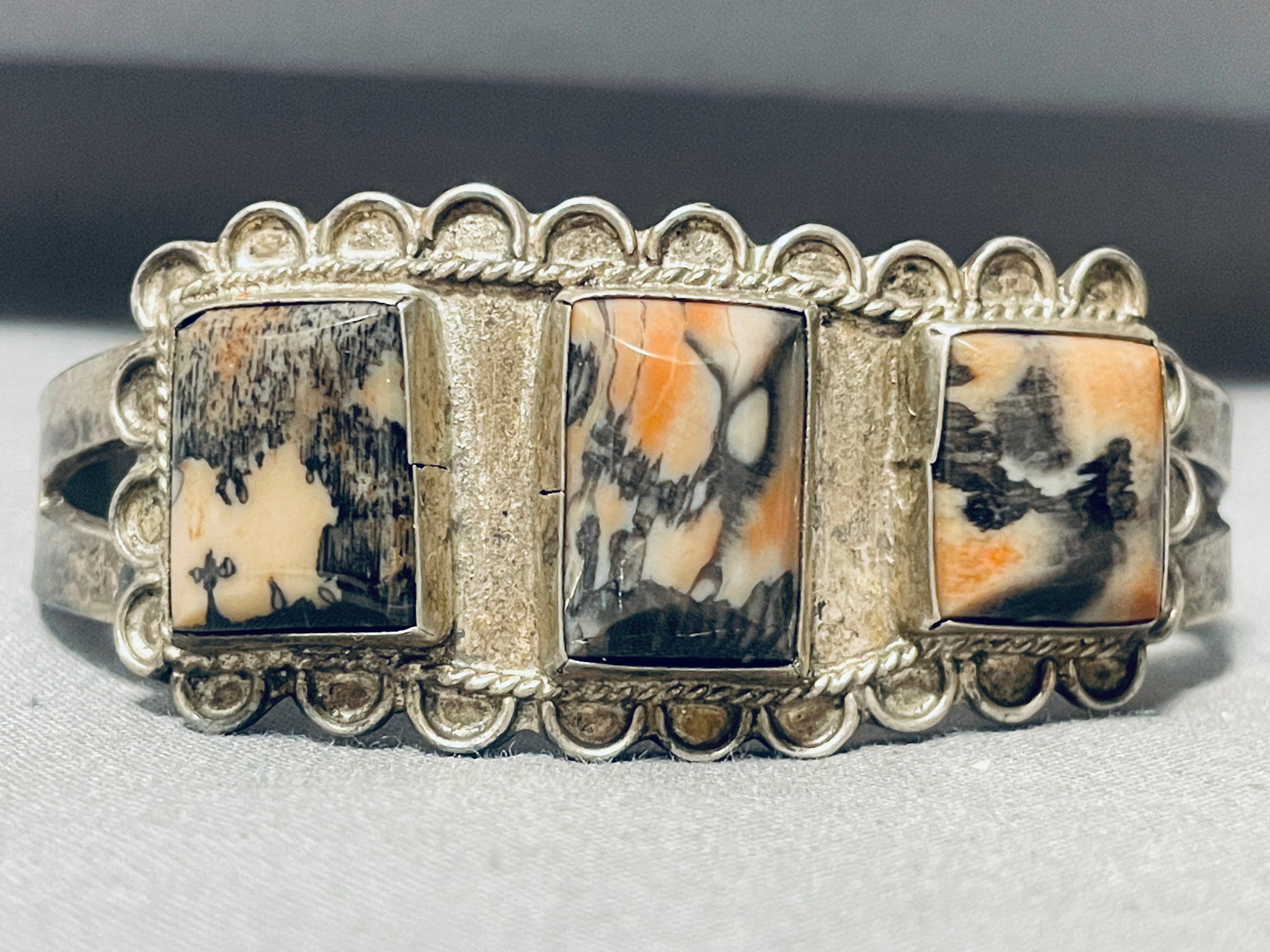 Cheetah Wood Vintage Native American Navajo Sterling Silver Wave Brace ...