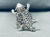 Amazing Vintage Native American Navajo Sterling Silver Southwestern Toad Ring-Nativo Arts