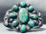 One Of The Best Vintage Native American Navajo Royston Turquoise Sterling Silver Rope Bracelet