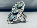 Unrivaled Vintage Native American Navajo Turquoise Chip Inlay Sterling Silver Ring-Nativo Arts