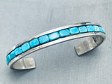 Blocks Of Turquoise Vintage Native American Navajo Sterling Silver Bracelet Cuff-Nativo Arts