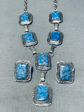 Gasp!! Vintage Native American Navajo Denim Lapis Sterling Silver Necklace Earrings Set-Nativo Arts