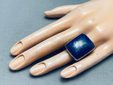 One Of The Biggest Vintage Native American Navajo Lapis Sterling Silver Ring-Nativo Arts