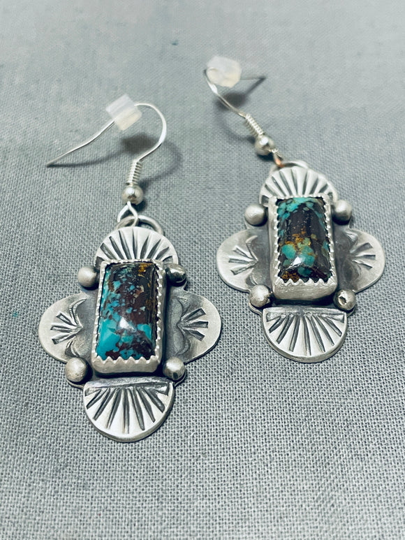 Authentic Native American Navajo Turquoise Sterling Silver Earrings-Nativo Arts