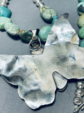 Spectacular Native American Navajo Royston Turquoise Sterling Silver Butterfly Necklace-Nativo Arts