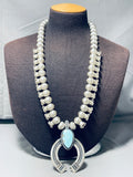 Noteworthy Native American Navajo Kingman Turquoise Sterling Silver Blossom Necklace-Nativo Arts