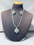 Gorgy!! Vintage Santo Domingo Turquoise Inlay Sterling Silver Necklace-Nativo Arts