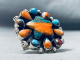 Huge Southwest Vintage Shell Sterling Silver Cluster Ring-Nativo Arts