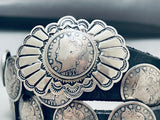 Hand Wrought Vintage Native American Navajo Coin Sterling Silver Concho Belt Old-Nativo Arts